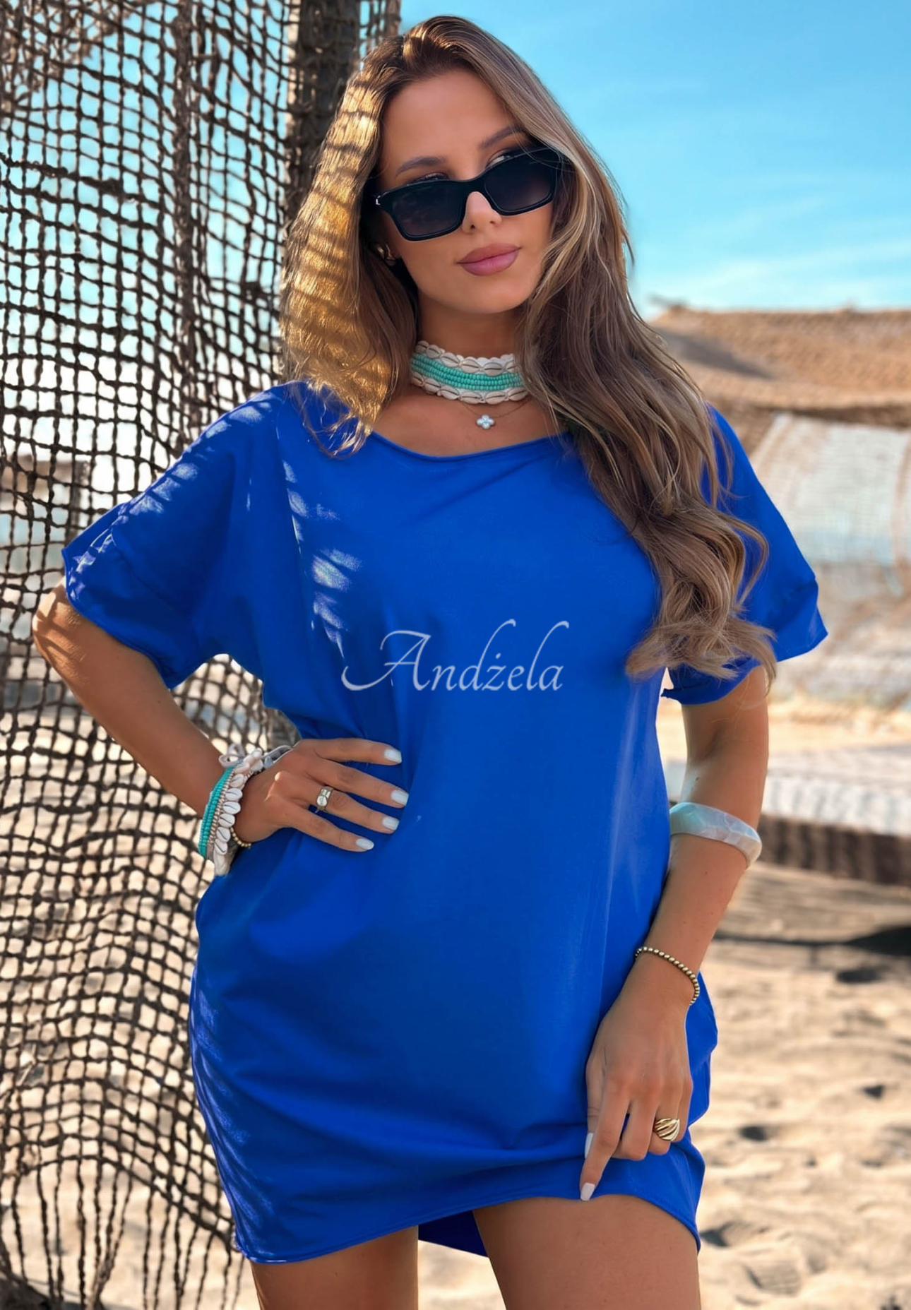 Rochie din bumbac cu mâneci scurte Morning Sun