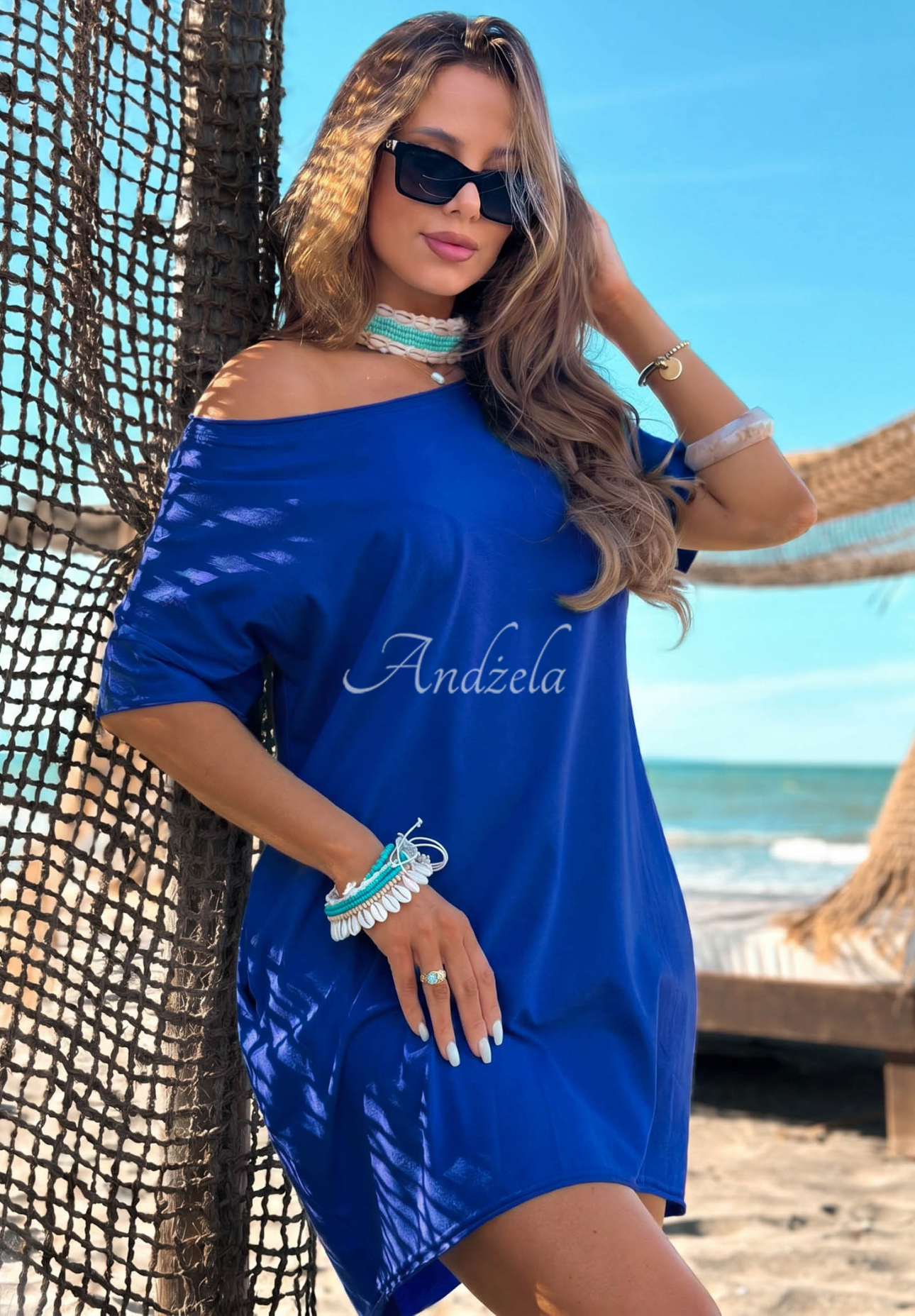 Rochie din bumbac cu mâneci scurte Morning Sun