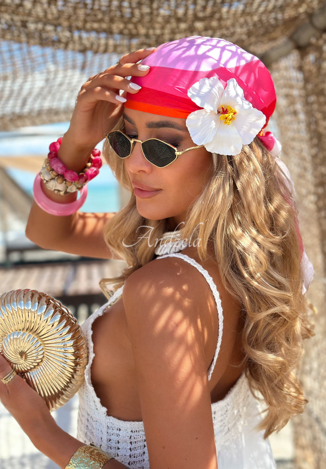 Eșarfă din viscoză cu dungi colorate Sunny Travel