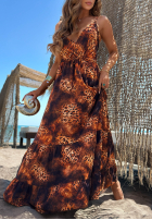 Rochie maxi na ramiączkach cu model tip panteră Sun Lava camel