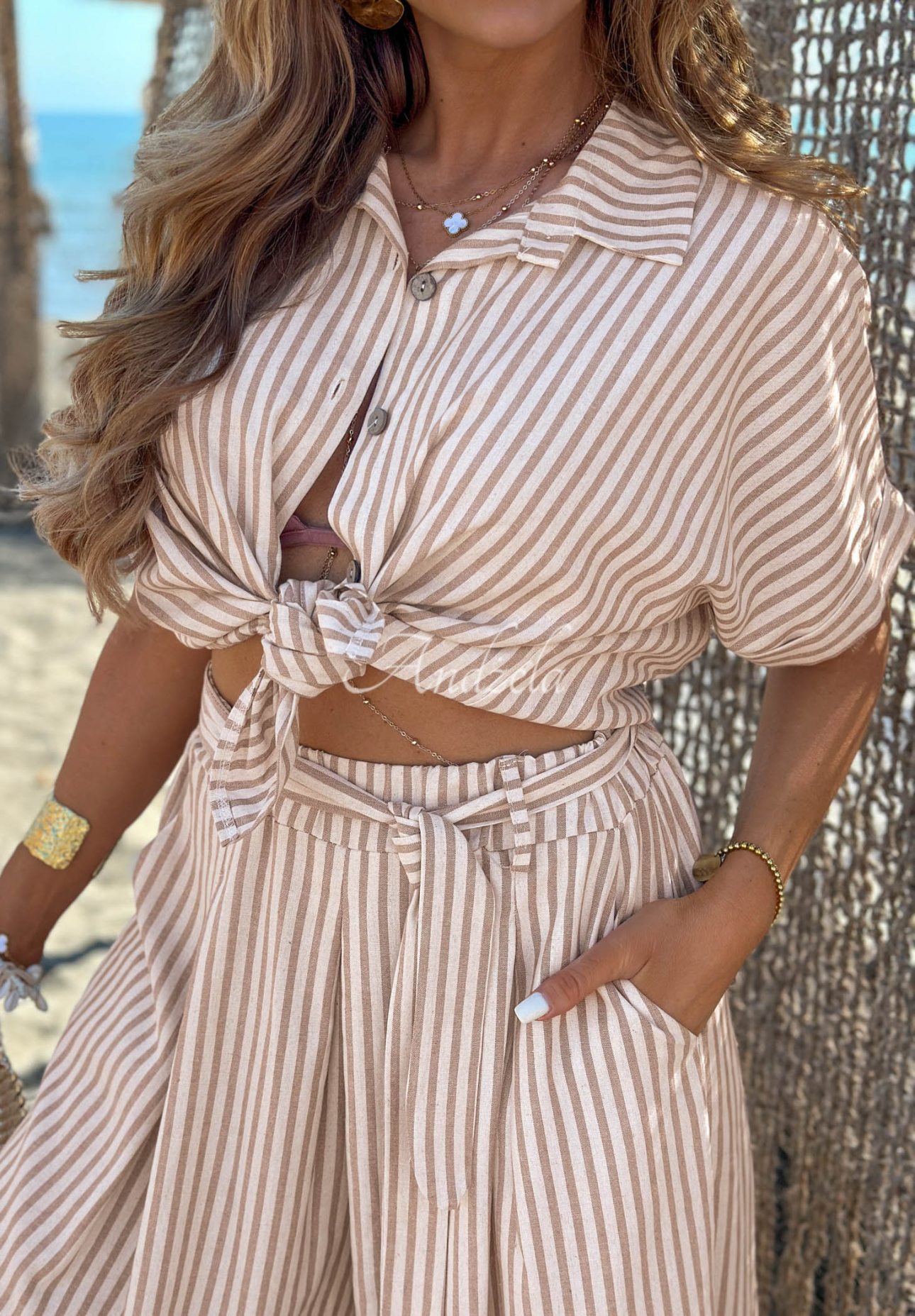 Cămașă din viscoză cu dungi și in Aruba Palms