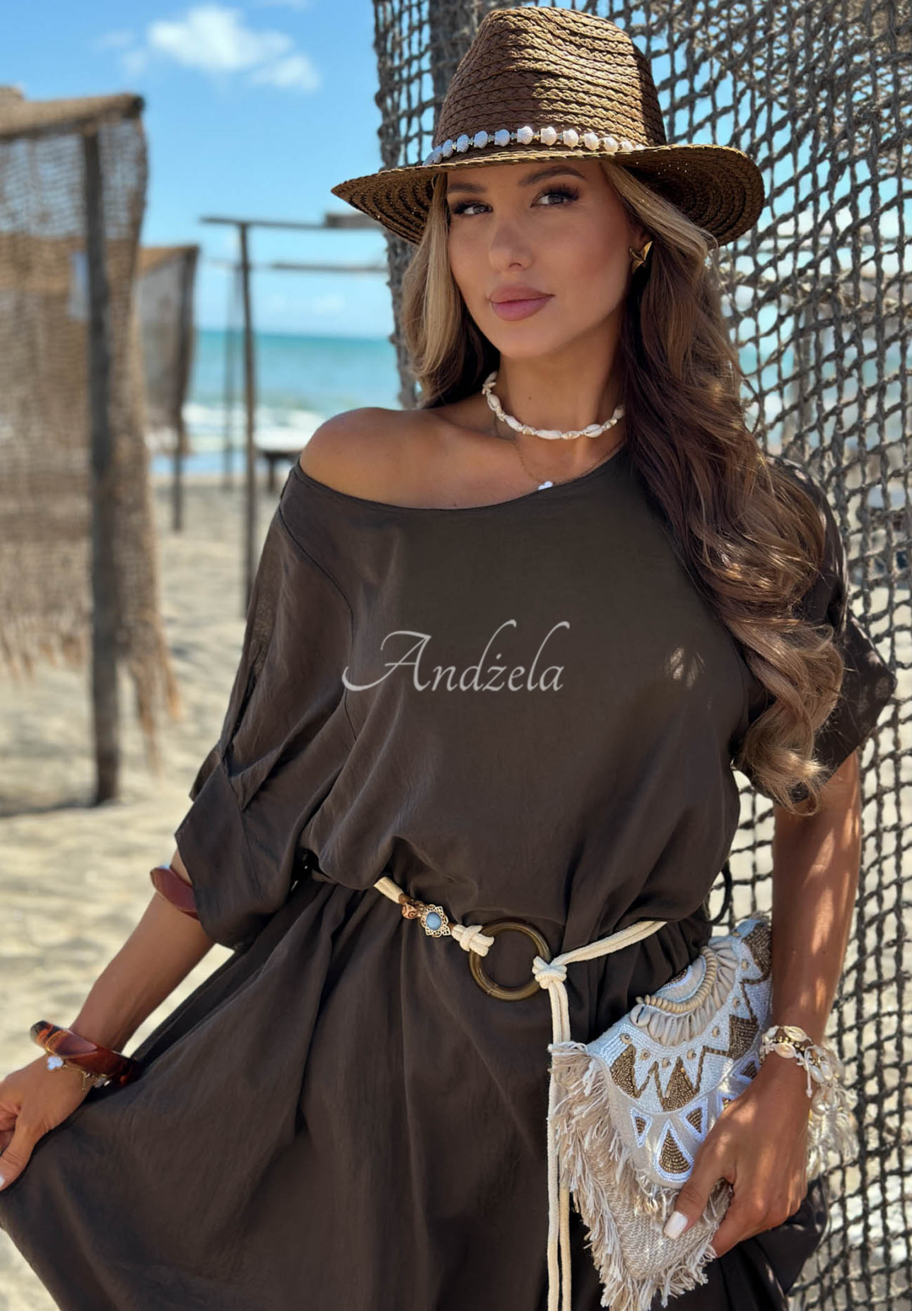 Rochie din bumbac cu curea împletită Summer Diva