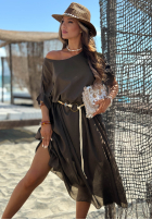 Rochie midi z plecionym paskiem Summer Diva ciocolatie