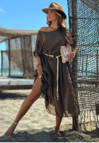 Rochie midi z plecionym paskiem Summer Diva ciocolatie