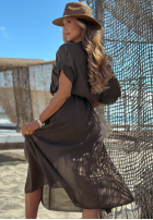 Rochie midi z plecionym paskiem Summer Diva ciocolatie