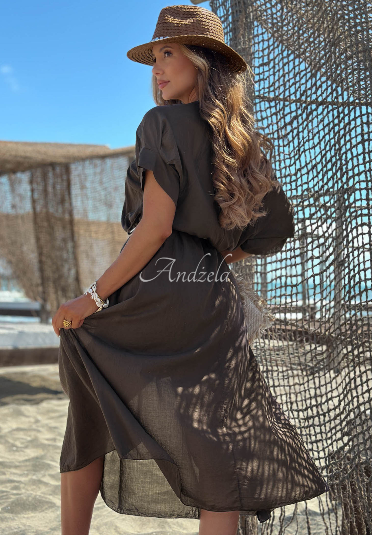 Rochie din bumbac cu curea împletită Summer Diva