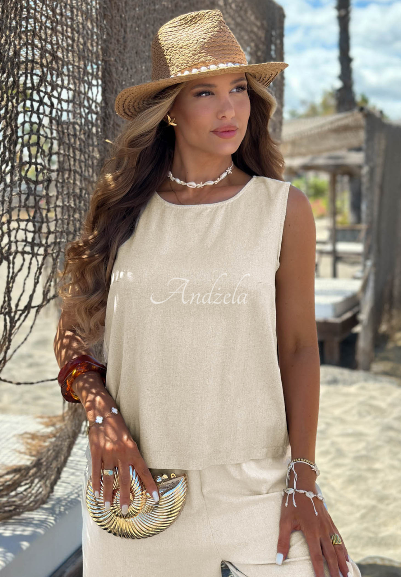 Set din in cu bluză și pantaloni Linen Whisper