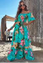 Kwiecista Rochie maxi Summer Florisa turcuoaz