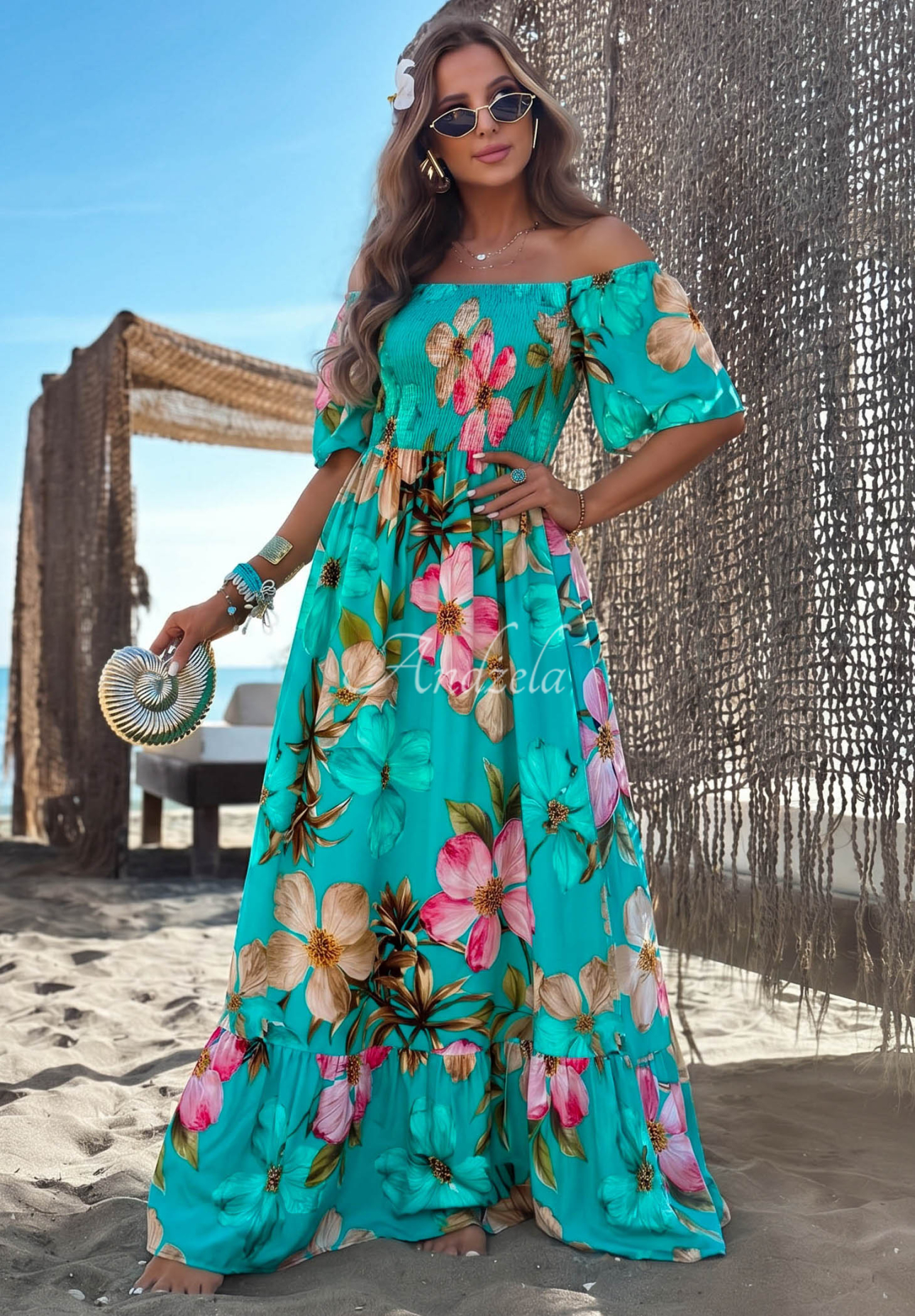 Rochie maxi florală din viscoză Summer Florisa