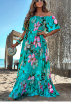 Kwiecista Rochie maxi Summer Florisa turcuoaz