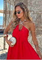Rochie midi na ramiączkach z falbankami Summer Darling galben