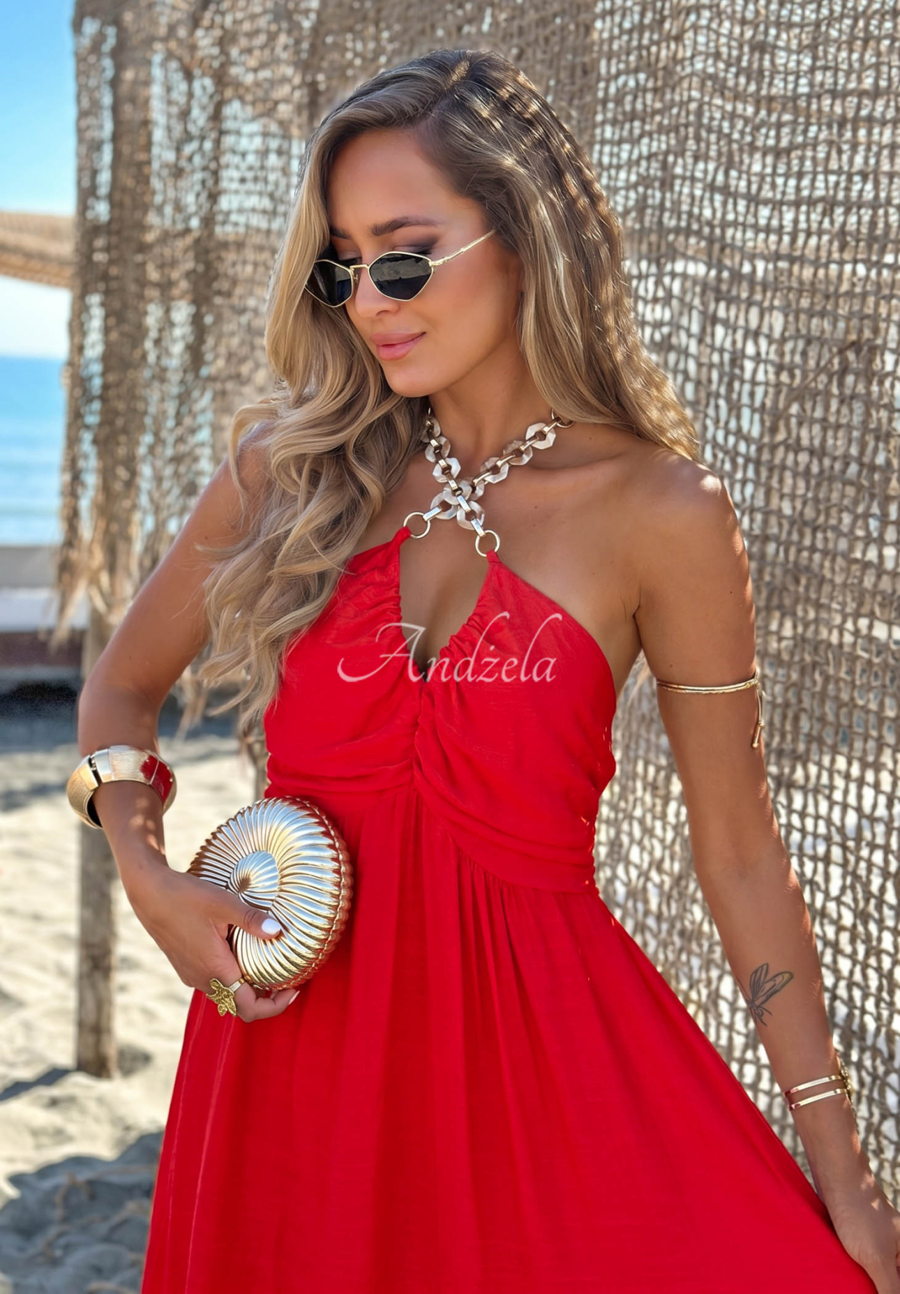 Rochie maxi din viscoză cu bretele și volănașe Summer Darling