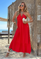 Rochie midi na ramiączkach z falbankami Summer Darling galben