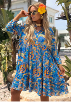 Wzorzysta Rochie Magnala Summer albastru cobalt