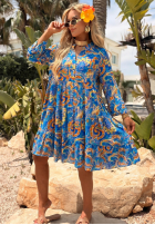 Wzorzysta Rochie Magnala Summer albastru cobalt