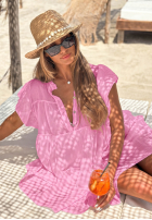 Muślinowa Rochie mini z falbankami Pretty Summer camel