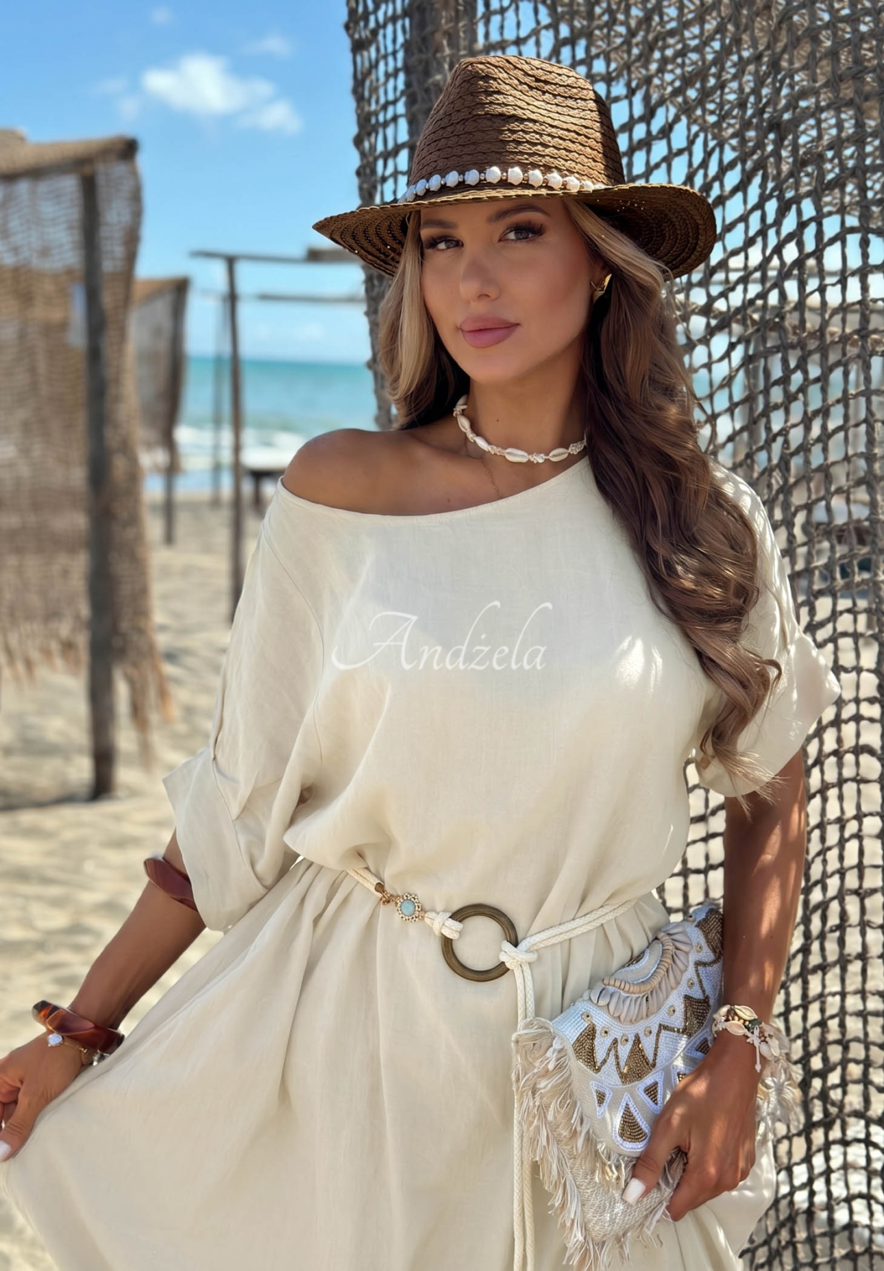 Rochie din bumbac cu curea împletită Summer Diva