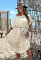 Rochie midi z plecionym paskiem Summer Diva ciocolatie