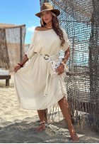 Rochie midi z plecionym paskiem Summer Diva ciocolatie