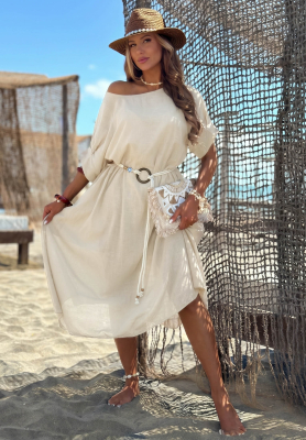 Rochie din bumbac cu curea împletită Summer Diva