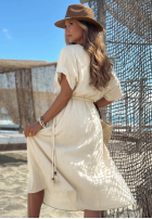 Rochie midi z plecionym paskiem Summer Diva ciocolatie