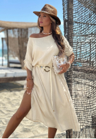 Rochie midi z plecionym paskiem Summer Diva ciocolatie