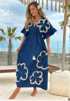 Rochie maxi z wyszywanymi kwiatami Lagoon Bloom bluemarin