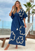 Rochie maxi z wyszywanymi kwiatami Lagoon Bloom bluemarin