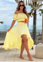 Muślinowy Compleu Bluză Cu croială spaniolă i Fustă Warm Wind galbene