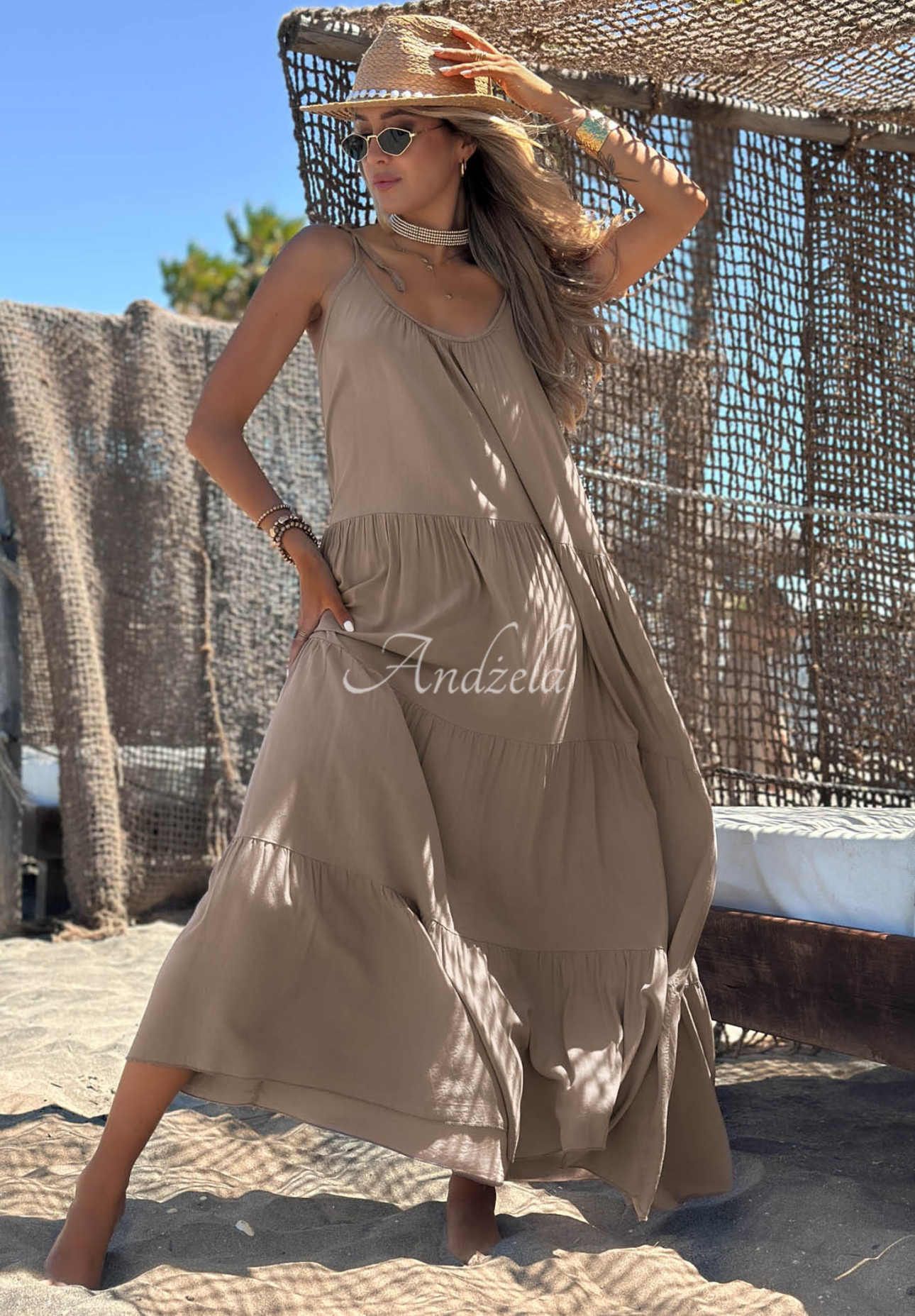Rochie din viscoză cu bretele și volănașe Summer Club