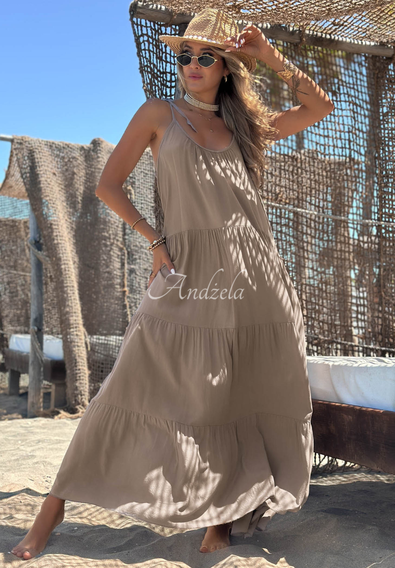 Rochie din viscoză cu bretele și volănașe Summer Club