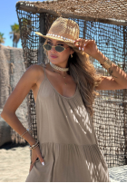 Rochie maxi na ramiączkach z falbankami Summer Club albă