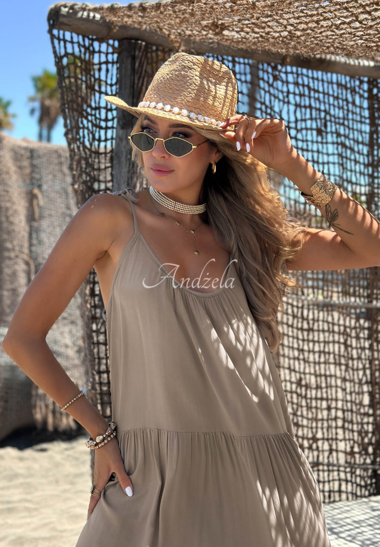 Rochie din viscoză cu bretele și volănașe Summer Club