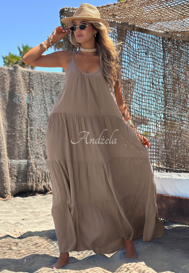 Rochie din viscoză cu bretele și volănașe Summer Club