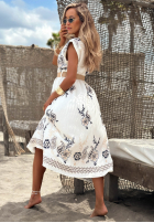 Wzorzysta Rochie midi z paskiem Beach Soleil biało-negru