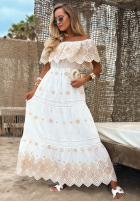 Ażurowa Rochie maxi Cu croială spaniolă boho Sun Queen albă