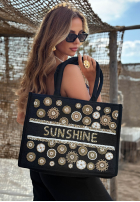 Pleciona Geantă wyszywana koralikami boho Sunshine Beads bej
