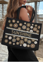 Pleciona Geantă wyszywana koralikami boho Sunshine Beads bej