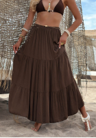 Asymetryczna Rochie maxi z falbankami Ocean Escape kaki