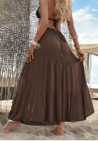 Asymetryczna Rochie maxi z falbankami Ocean Escape kaki