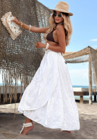 Ażurowa Fustă z falbankami boho Riviera Daydream albă