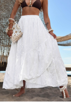 Ażurowa Fustă z falbankami boho Riviera Daydream albă