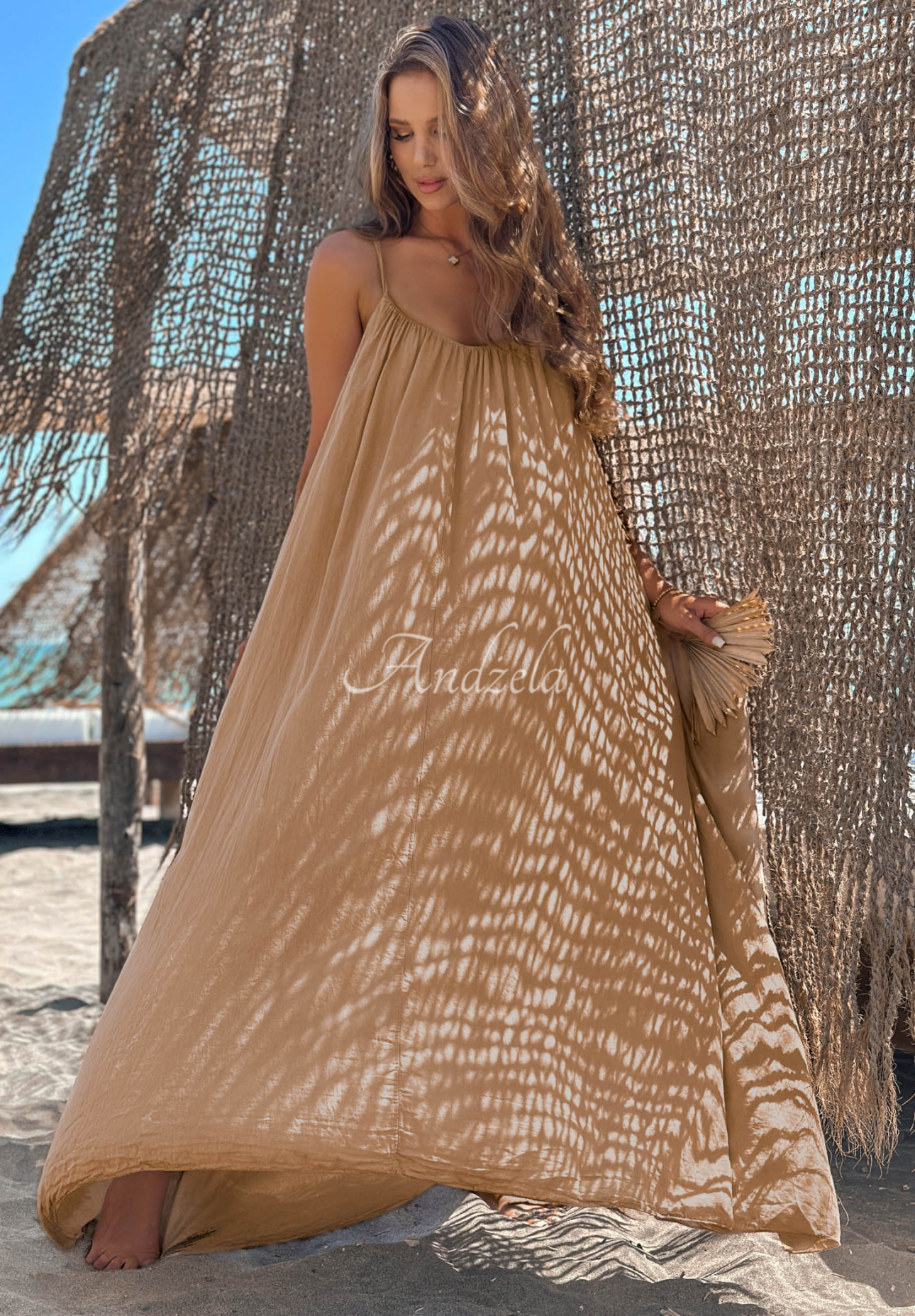 Rochie maxi din bumbac cu bretele Sunline Look