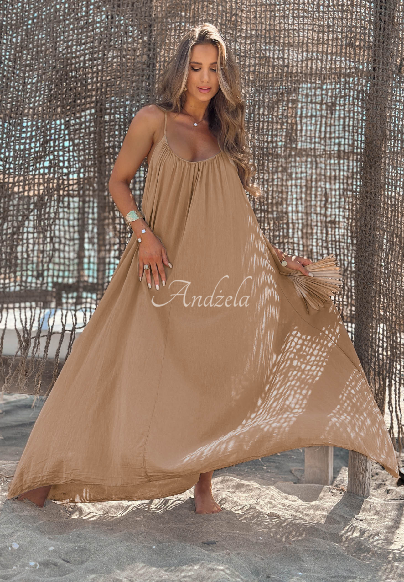Rochie maxi din bumbac cu bretele Sunline Look