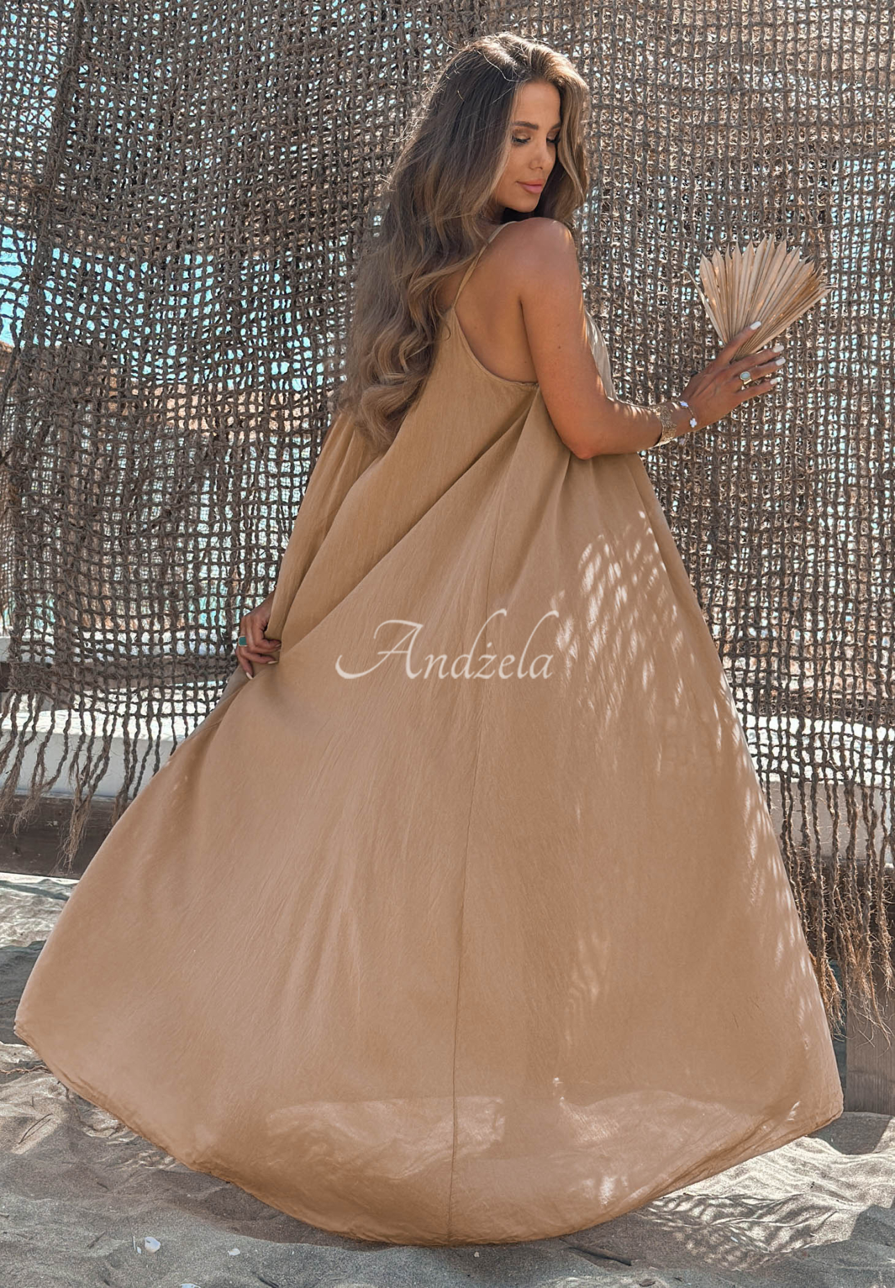 Rochie maxi din bumbac cu bretele Sunline Look