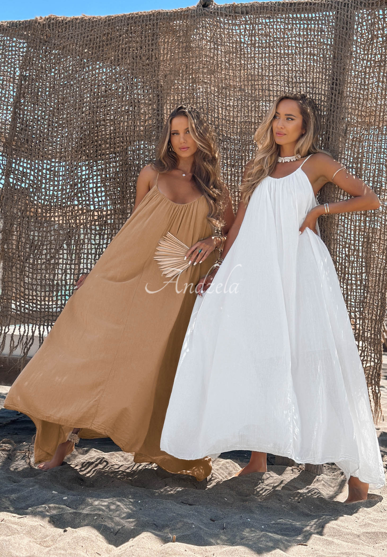 Rochie maxi din bumbac cu bretele Sunline Look