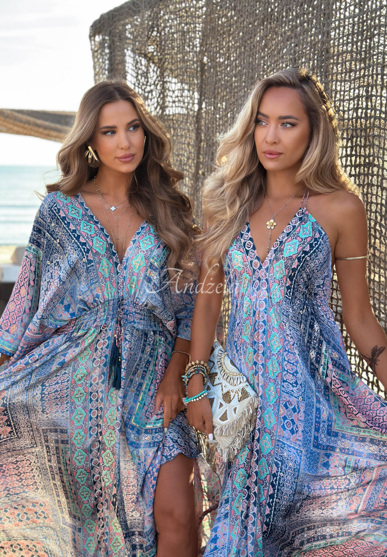Rochie maxi cu imprimeu și mâneci largi Sun Rituals