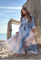 Wzorzysta Rochie maxi z szerokimi rękawami Summer Doll de culoarea fisticului