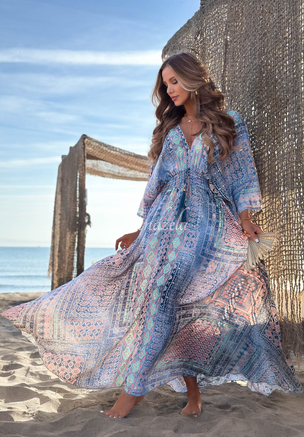 Rochie maxi cu imprimeu și mâneci largi Sun Rituals