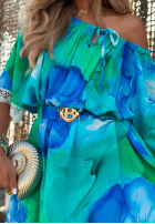 Asymetryczna Rochie Cu croială spaniolă z koronką cu modele Aqua Mirage turcuoaz
